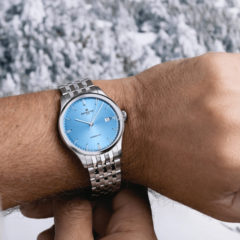 Perrelet,Weekend 39mm,39mm,Stainless Steel,Ice Blue,Automatic,Day,42hours,A1300,A1300/B