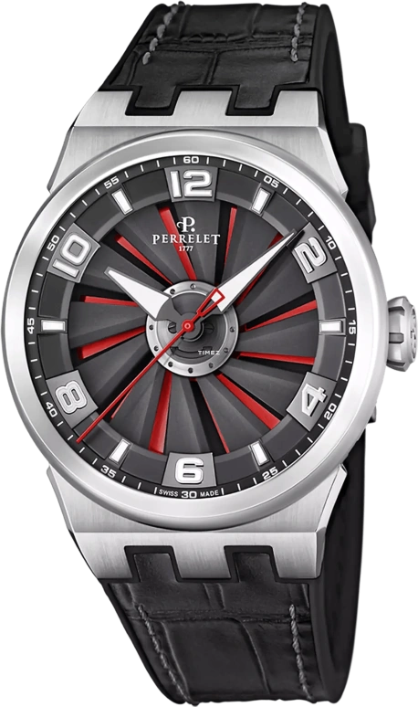 Perrelet,Turbine 44.50mm,44.50mm,Stainless Steel,Black,Red,Automatic,42hours,In-house Caliber,A4062,A4062/A