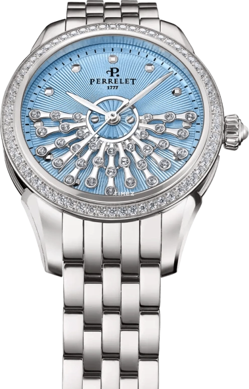 Perrelet,Joséphine 36.50mm,36.50mm,Titanium,Ice Blue,Automatic,42hours,In-house Caliber,A2072,A2072/B