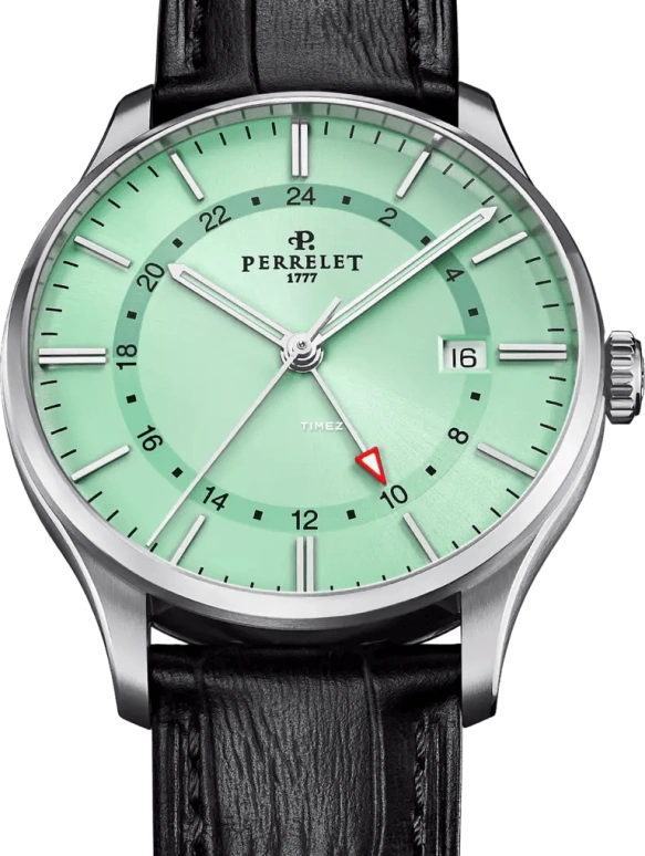 Perrelet,Weekend 39mm,39mm,Stainless Steel,Green,Automatic,Day,Dule Time,GMT,A1304,A1304/C