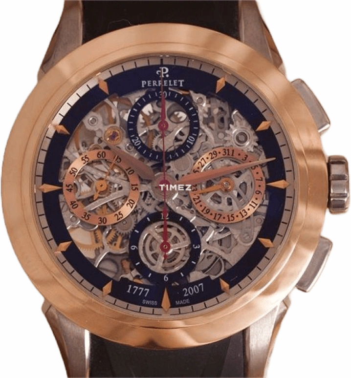 Perrelet,Other 43mm,43mm,Rose Gold,White Gold,Skeleton,Automatic,Chronograph,Day,A230