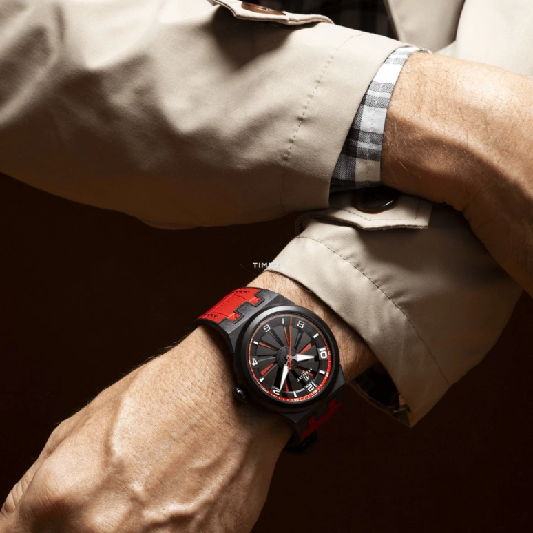 Perrelet,Turbine 45.50mm,45.50mm,Carbon,Polycarbonate,Stainless Steel,Black,Red,Automatic,42hours,In-house Caliber,A4065,A4065/6