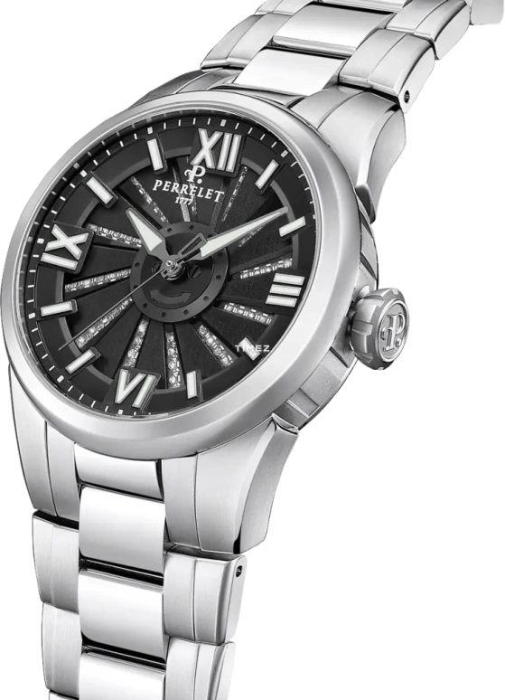 Perrelet,Turbine 37mm,37mm,Stainless Steel,Black,Automatic,42hours,In-house Caliber,A4069,A4069/2