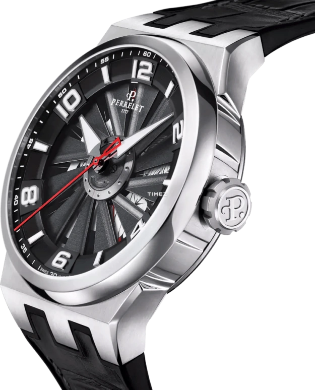 Perrelet,Turbine 44.50mm,44.50mm,Stainless Steel,Black,Automatic,42hours,In-house Caliber,A4062,A4062/S3