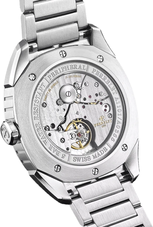 Perrelet,Lab Peripheral 42mm,42mm,Stainless Steel,Salmon,Automatic,Dule Time,Big Date,A1101,A1101/E