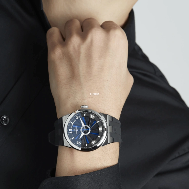 Perrelet,Turbine 44.50mm,44.50mm,Stainless Steel,Black,Blue,Automatic,42hours,In-house Caliber,A4062,A4062/BB