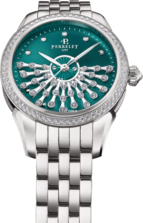 Perrelet,Joséphine 36.50mm,36.50mm,Titanium,Green,Automatic,42hours,In-house Caliber,A2072,A2072/D