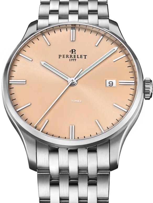 Perrelet,Weekend 39mm,39mm,Stainless Steel,Salmon,Automatic,Day,42hours,A1300,A1300/F