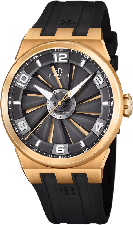 Perrelet,Turbine 44.50mm,44.50mm,Stainless Steel,Black,Rose Gold,Automatic,42hours,In-house Caliber,A4064,A4064/AA