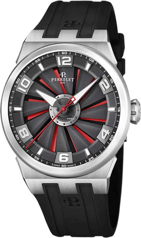 Perrelet,Turbine 44.50mm,44.50mm,Stainless Steel,Black,Red,Automatic,42hours,In-house Caliber,A4062,A4062/AA