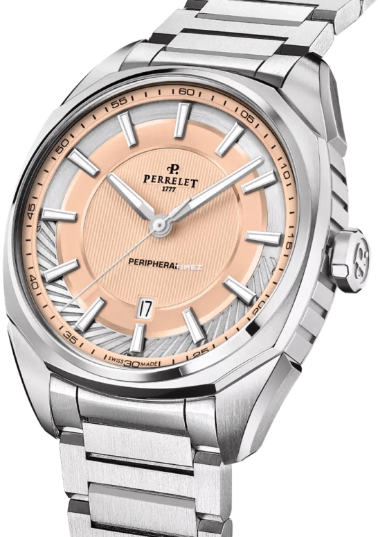 Perrelet,Lab Peripheral 42mm,42mm,Stainless Steel,Salmon,Automatic,Day,42hours,A1100,A1100/E