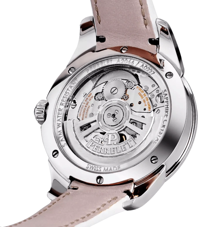 Perrelet,Diamond Flower 36.50mm,36.50mm,Stainless Steel,White,Pink,Automatic,42hours,In-house Caliber,A2066,A2066/5