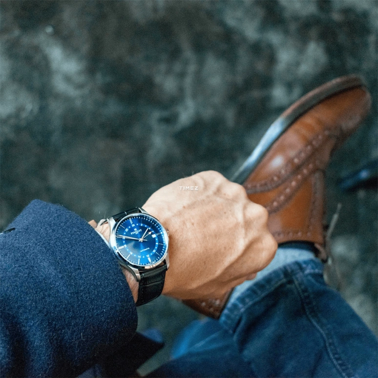 Perrelet,Weekend 39mm,39mm,Stainless Steel,Blue,Automatic,Day,Dule Time,GMT,A1304,A1304/3