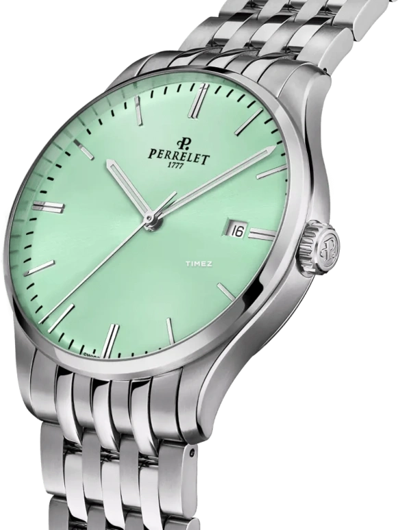 Perrelet,Weekend 39mm,39mm,Stainless Steel,Green,Automatic,Day,42hours,A1300,A1300/D