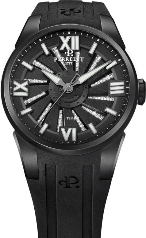 Perrelet,Turbine 37mm,37mm,Stainless Steel,Black,Automatic,42hours,In-house Caliber,A4070,A4070/A