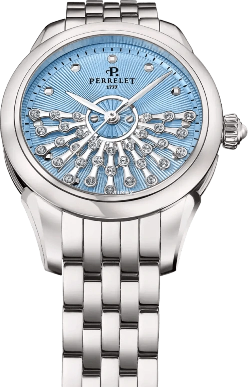 Perrelet,Joséphine 36.50mm,36.50mm,Titanium,Ice Blue,Automatic,42hours,In-house Caliber,A2071,A2071/B