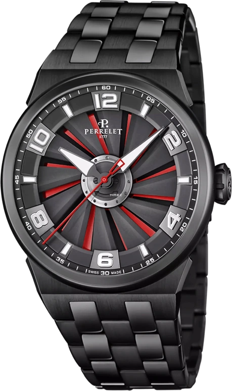 Perrelet,Turbine 44.50mm,44.50mm,Stainless Steel,Black,Red,Automatic,42hours,In-house Caliber,A4063,A4063/1