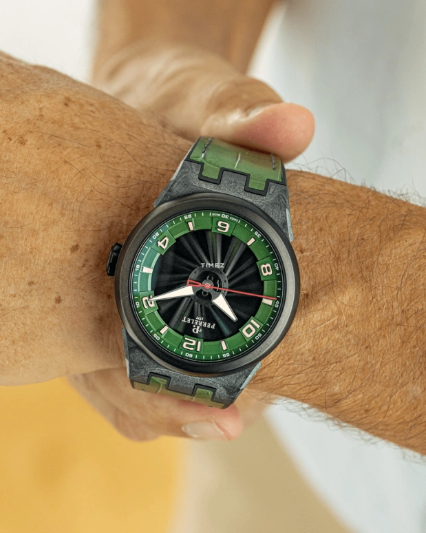 Perrelet,Turbine 45.50mm,45.50mm,Carbon,Polycarbonate,Stainless Steel,Black,Green,Automatic,42hours,In-house Caliber,A4065,A4065/4