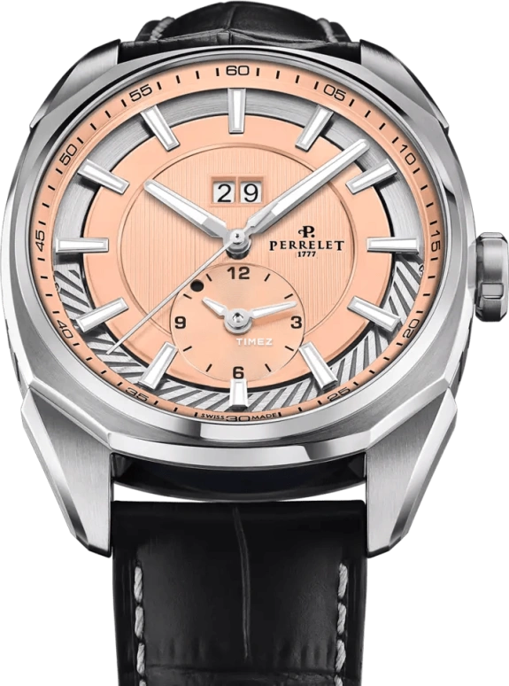 Perrelet,Lab Peripheral 42mm,42mm,Stainless Steel,Salmon,Automatic,Dule Time,Big Date,A1101,A1101/6