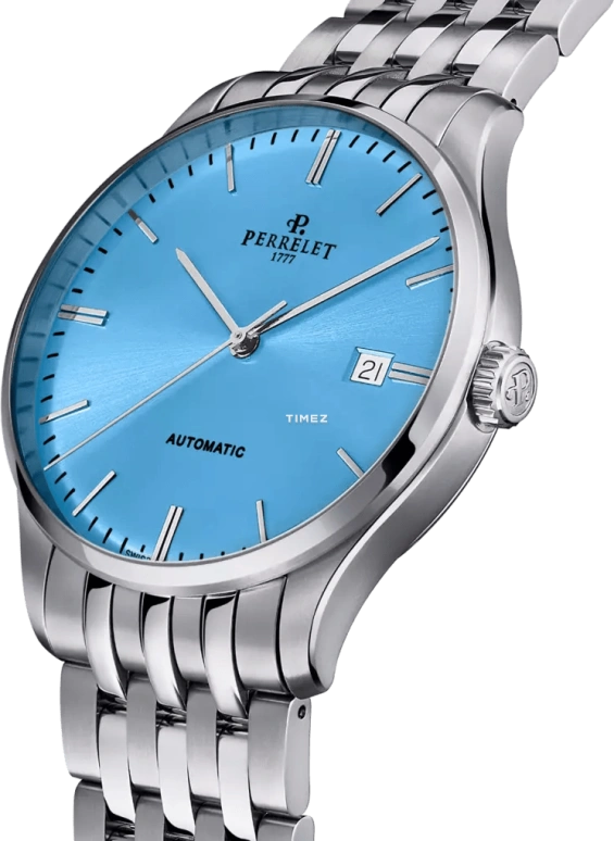 Perrelet,Weekend 39mm,39mm,Stainless Steel,Ice Blue,Automatic,Day,42hours,A1300,A1300/B
