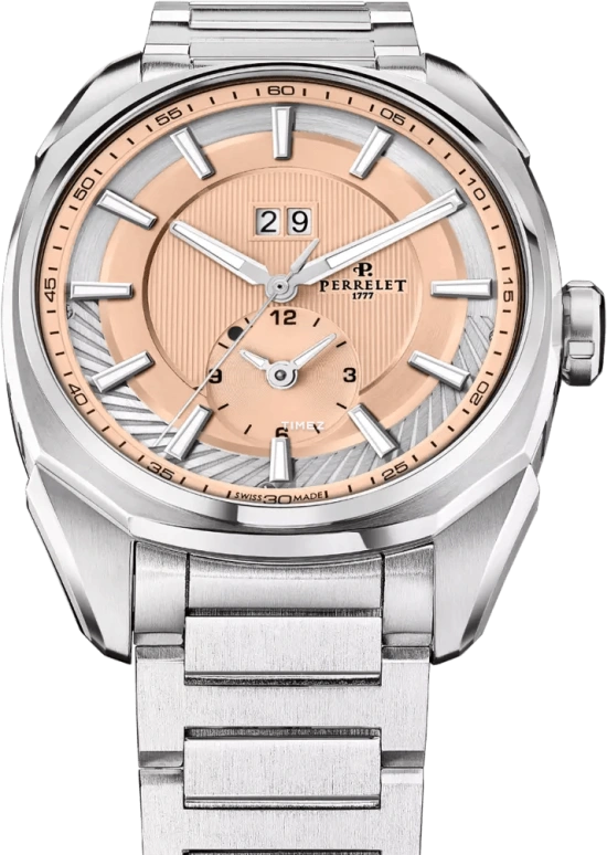 Perrelet,Lab Peripheral 42mm,42mm,Stainless Steel,Salmon,Automatic,Dule Time,Big Date,A1101,A1101/E