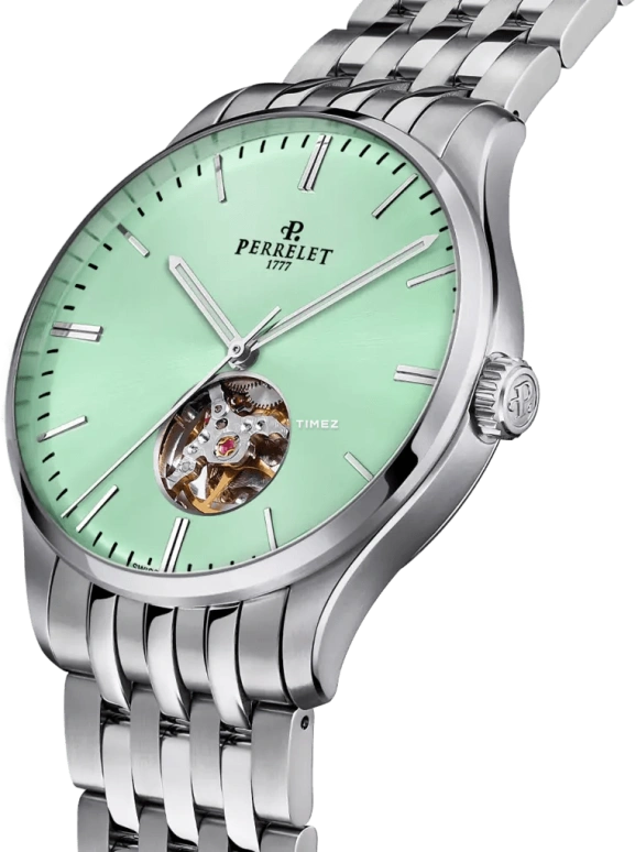 Perrelet,Weekend 39mm,39mm,Stainless Steel,Green,Automatic,42hours,In-house Caliber,A1302,A1302/B