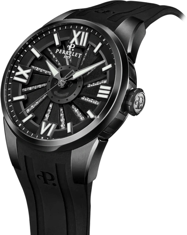 Perrelet,Turbine 37mm,37mm,Stainless Steel,Black,Automatic,42hours,In-house Caliber,A4070,A4070/A