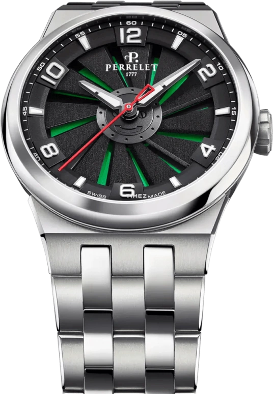 Perrelet,Turbine 41mm,41mm,Titanium,Black,Green,Automatic,42hours,In-house Caliber,A4066,A4066/3
