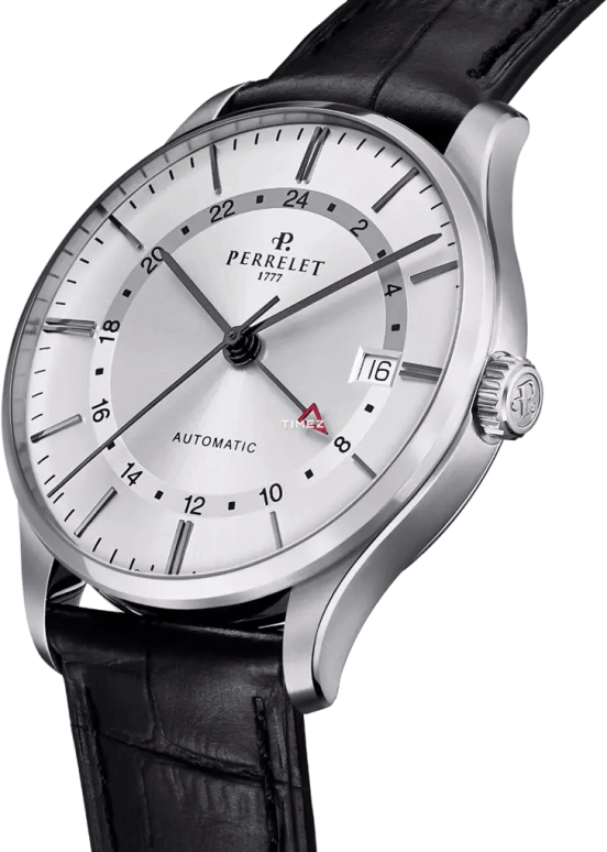 Perrelet,Weekend 39mm,39mm,Stainless Steel,Silver,Automatic,Day,Dule Time,GMT,A1304,A1304/1