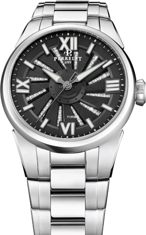 Perrelet,Turbine 37mm,37mm,Stainless Steel,Black,Automatic,42hours,In-house Caliber,A4069,A4069/2