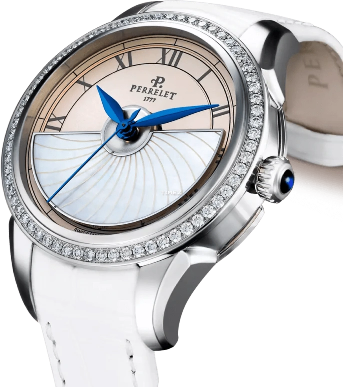 Perrelet,Diamond Flower 36.50mm,36.50mm,Stainless Steel,White,Pink,Automatic,42hours,In-house Caliber,A2066,A2066/5