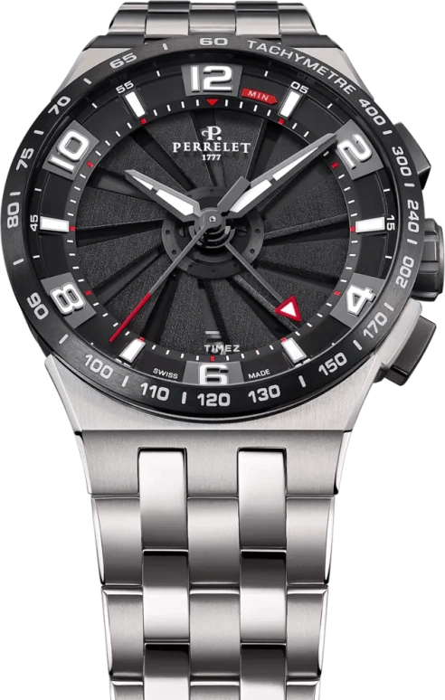 Perrelet,Turbine 41mm,41mm,Titanium,Grey,Black,Automatic,Chronograph,Day,A4072,A4072/3