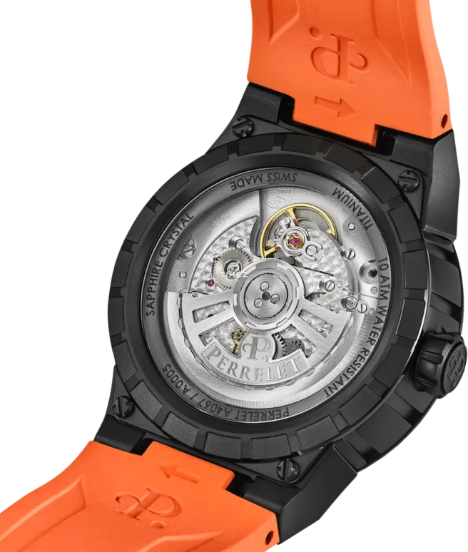 Perrelet,Turbine 41mm,41mm,Titanium,Orange,Black,Automatic,42hours,In-house Caliber,A4067,A4067/3
