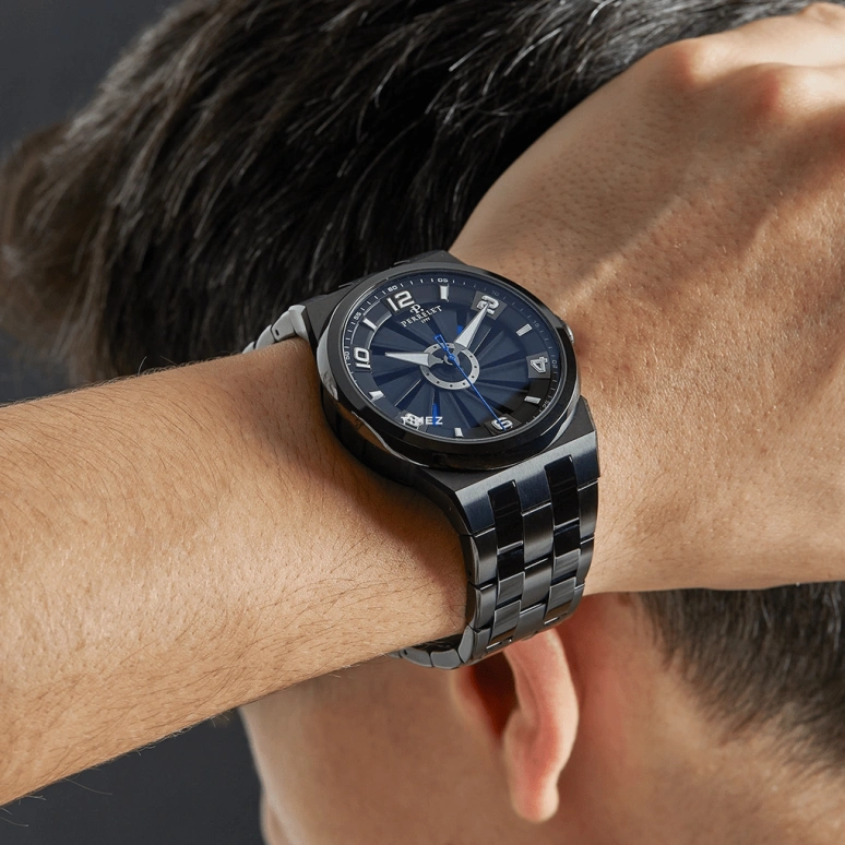 Perrelet,Turbine 44.50mm,44.50mm,Stainless Steel,Black,Blue,Automatic,42hours,In-house Caliber,A4063,A4063/2