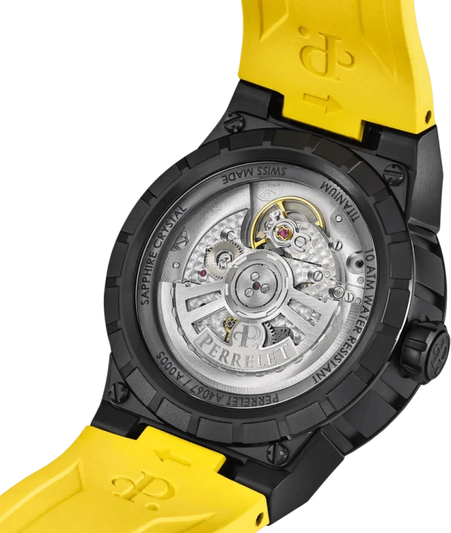 Perrelet,Turbine 41mm,41mm,Titanium,Black,Yellow,Automatic,42hours,In-house Caliber,A4067,A4067/1