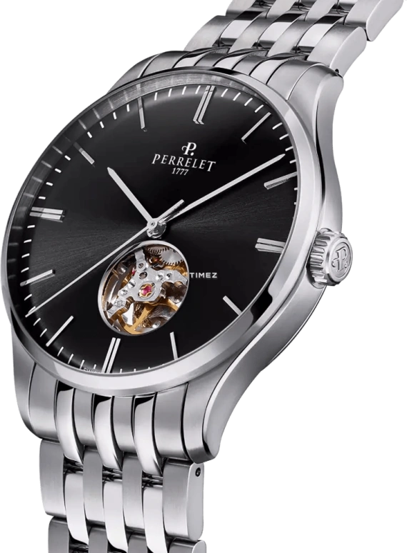 Perrelet,Weekend 39mm,39mm,Stainless Steel,Black,Automatic,42hours,In-house Caliber,A1302,A1302/6