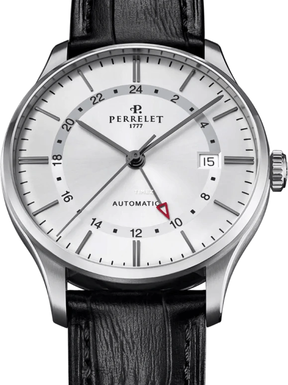 Perrelet,Weekend 39mm,39mm,Stainless Steel,Silver,Automatic,Day,Dule Time,GMT,A1304,A1304/1