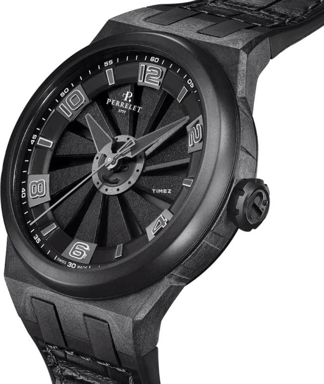 Perrelet,Turbine 45.50mm,45.50mm,Carbon,Stainless Steel,Polycarbonate,Black,Automatic,42hours,In-house Caliber,A4065,A4065/1