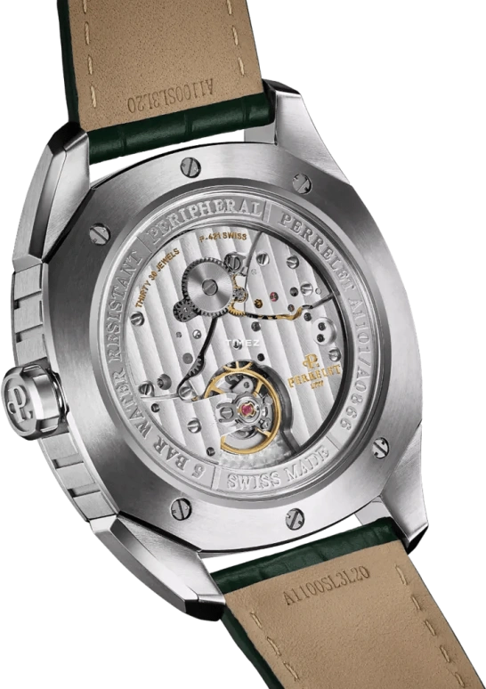 Perrelet,Lab Peripheral 42mm,42mm,Stainless Steel,Green,Automatic,Dule Time,GMT,Big Date,Day / Night Indication,42hours,In-house Caliber,A1101,A1101/5