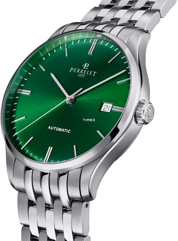 Perrelet,Weekend 39mm,39mm,Stainless Steel,Green,Automatic,Day,42hours,A1300,A1300/9