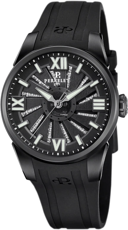 Perrelet,Turbine 37mm,37mm,Stainless Steel,Black,Automatic,42hours,In-house Caliber,A4070,A4070/A