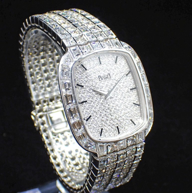 Piaget,Other 32mm,32mm,White Gold,Silver,Sapphire,Cushion,9741H66