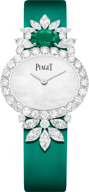 Piaget,High Jewellery 27x21mm,27x21mm,White Gold,Silver White,Quartz,In-house Caliber,Sapphire,Crystal Glass,G0A45027