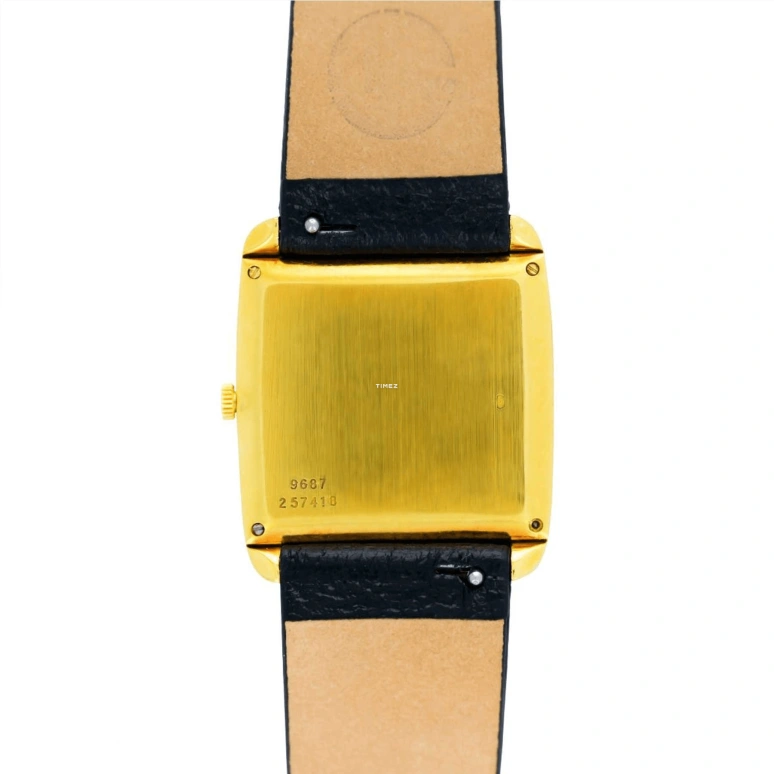 Piaget,Other ,Yellow Gold,Black,Handwound,Sapphire,Crystal Glass,Rectangular,9687