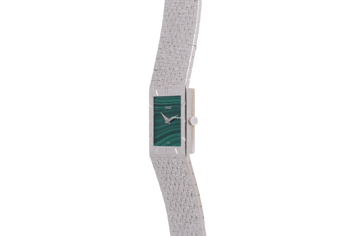Piaget,Other 23x23mm,23x23mm,White Gold,Green,Handwound,In-house Caliber,Sapphire,Crystal Glass,Lil Nas X,40991653,40991653/AS09073