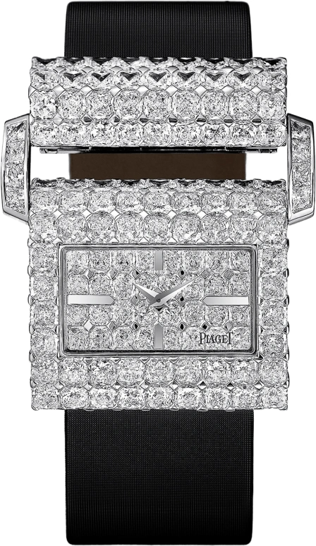 Piaget,High Jewellery 36x40mm,36x40mm,White Gold,White,In-house Caliber,Sapphire,Crystal Glass,Rectangular,G0A30160
