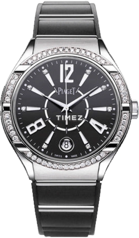 Piaget,Polo 38mm,38mm,White Gold,Black,In-house Caliber,Sapphire,Crystal Glass,Setting,Diamonds,G0A36014