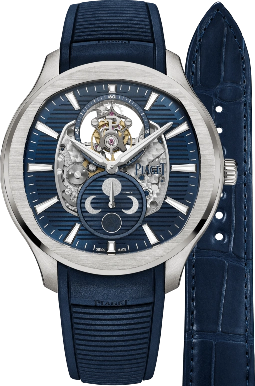Piaget,Polo 44mm,44mm,Titanium,Blue,Handwound,Moonphase,Tourbillon,G0A49080
