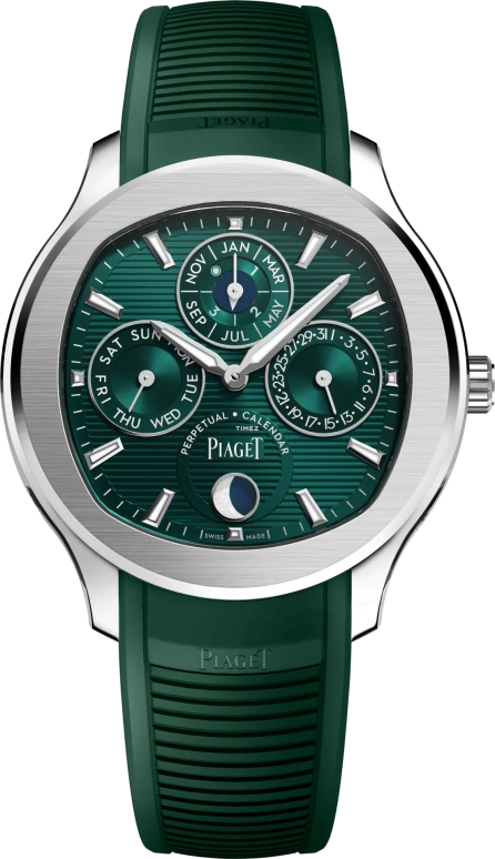Piaget,Polo 42mm,42mm,Stainless Steel,Green,Automatic,Moonphase,Perpetual Calendar,Annual Calendar,Month,Sapphire,Crystal Glass,Round,G0A48005