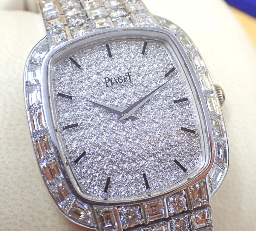 Piaget,Other 32mm,32mm,White Gold,Silver,Sapphire,Cushion,9741H66